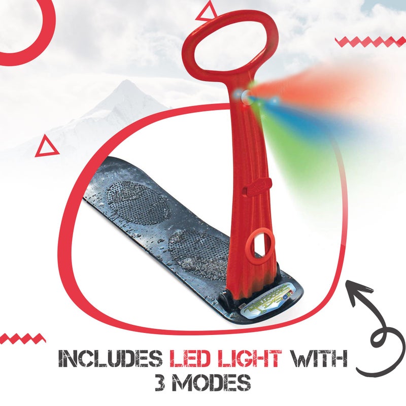 Geospace Winter Fun Foldable Snow Scooter, Ski Skate, Ski Skooter, Snow Sled, and Kids Snowboard with LED Light â€“ Multi-purpose Portable Sandboard, Snow Skate, and Kids/Teenager Sled for All Ages- Red - Image 4